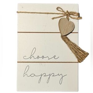 Wooden Wall Sign with Twine Heart Tassel